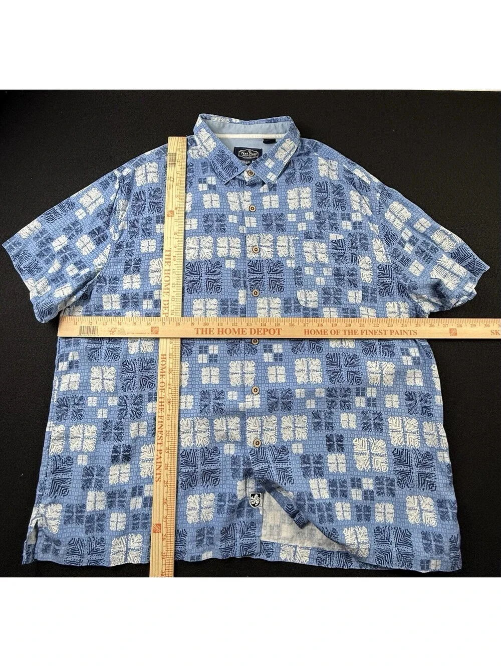 Nat Nast Shirt Mens 2XL XXL Blue Hawaiian Button Up Silk Luxury Originals Camp *